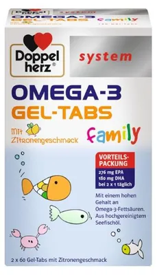 Immagine prodotto di Sistema Doppelherz Omega-3 Family Gel-Tabs gusto limone, 120 pezzi, 120 compresse
