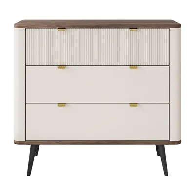 Produktbild von Kommode für das Wohnzimmer AUTUMN 3S auf hohen Beinen, Kaschmir / Nussbaum