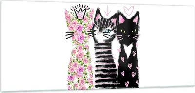 Produktbild von Bilder auf glas - Katzen Blumen Tiere - 100x40cm - Glasbilder - Wandbilder - Kunstdruck - zum Aufhängen bereit - Wanddekoration aus Glas - Glas Bilder - Wandbild auf Glas - Einteilig - GAB100x40-2891
