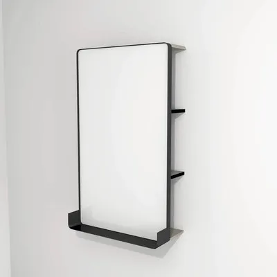 Produktbild von LED Badspiegel mit Ablage Devo Sonus 2.0 Dakar Suedette matt/Black 55.5x94 cm SO2-LU55x94x27-F89