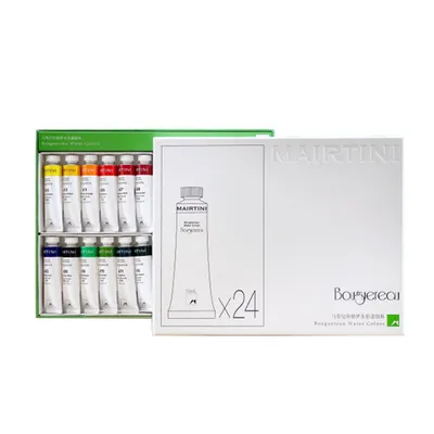 Produktbild von Mairtini Bouguereau Künstler Aquarellfarben Set  24 Farben x 15 ml -Intensive, lichtechte Farben für beeindruckende Kunstwerke