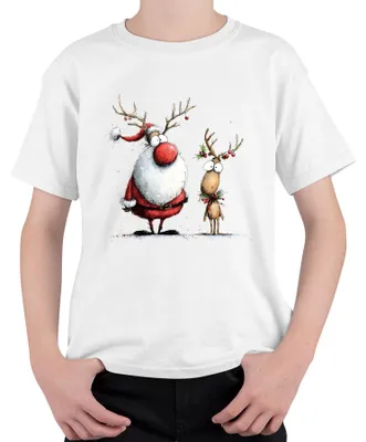 Produktbild von Weihnachtsmann Rentier Lustig Weihnachten Geschenk Retro Cartoon Kinder T-Shirt, Weiß, 104