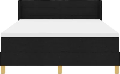 Image de Lit boxspring vidaXL avec matelas, noir, 200 x 140 cm, tissu