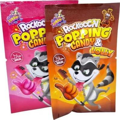Produktbild von Rackooon Lolly & Popping Candy 1 Beutel mit Lutscher und Pulver einzeln verpackt