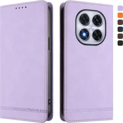 Image de Etui pour Xiaomi Redmi Note 14 Pro 4G, étui rétro en cuirPolyuréthaneavec support et fentes pour cartes Violet