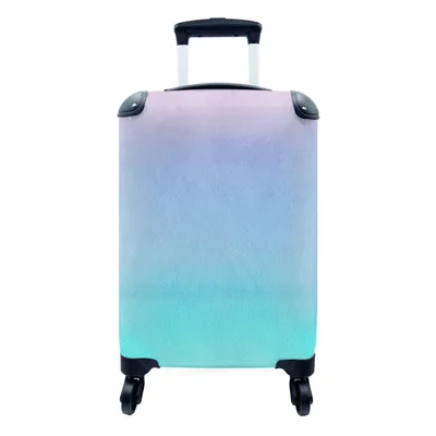 Produktbild von MuchoWow® Koffer Handgepäck Trolley Rollkoffer Kleine Reisekoffer mit 4 Rollen - Aquarell - Lila - Türkis - Cabin Size < 55x40x23 cm & 55x40x20 cm - Fotokoffer - Kabinenkoffer - Boardgepäck - Reise-Box - Reisekoffer - Reisegepäck - Koffer mit Bild - Trolley für Kinder