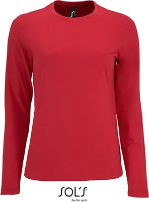 Image de SOLs 02075 | T-shirt manches longues femme Impérial - Couleur : Rouge - Taille : L