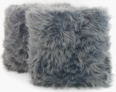 Produktbild von Kissen Sofakissen Schaffell Hasenfell Fell Fellkissen Kissen Kissenbezug ca. 40x40 cm Deko Kunstfell gefüllt 2er Set mit Reißverschluss Farbe: Schaffelloptik Anthrazit