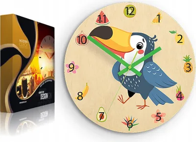 Produktbild von ModernClock, wanduhr, Silent Wanduhr, Wanduhr für Kinder Tucan 30cm