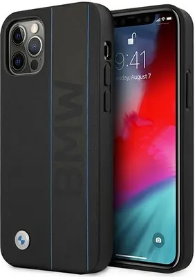 Produktbild von BMW Leder Outlines Case für Apple iPhone 12 Pro Max, Schwarz