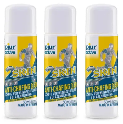 Produktbild von pjuractive 2SKIN Anti Chafing Gel 3er Set - je 30ml - wasser- und schweißresistent - gegen Reibung und Wundscheuern