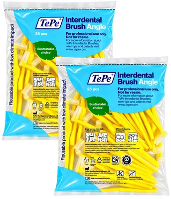 Produktbild von 2x TePe Angle Interdentalbürsten gelb 0,7 mm - Multipack 2x 25 Stück