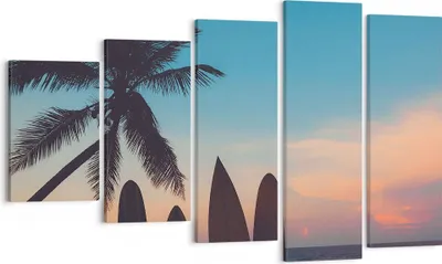 Produktbild von Bild auf Leinwand - Leinwandbild - Strand Meer Palme - 100x60cm - Wand Bild - Wanddeko - Wandbilder - Leinwanddruck - Bilder - Kunstdruck - Wanddekoration - Leinwand bilder - Wandkunst - EG100x60-4080