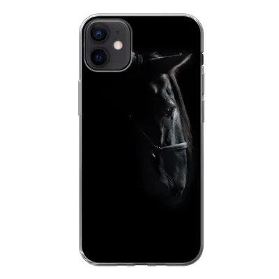 Produktbild von MuchoWow® Handyhülle Schutzhülle Hülle für iPhone 12 mini Pferd - Leicht - Schwarz Silikon Softcase Handy Hülle - Bild
