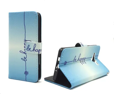 Produktbild von Handyhülle Tasche für Handy Samsung Galaxy A5 Schriftzug Be Happy Blau