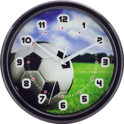 Obrázok produktu pre Detské nástenné hodiny - Futbalový motív - ABS kryt - Plastové sklo - Bezhlučné - Ø 25 cm