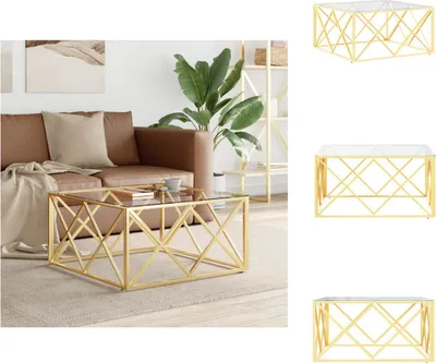 Produktbild von vidaXL Couchtisch 80x80x40 cm Edelstahl und Glas -  Couchtische