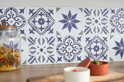 Immagine prodotto di Piastrelle da parete autoadesive Piastrelle da parete Alia blu 15,25 x 15,25 cm 6 pz.