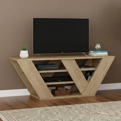 Produktbild von Fernsehschrank Dpellegr, Ständer für Wohnzimmerfernseher, Niedriges Wohnzimmer-Sideboard, TV-Ständerbasis, 110x30h40 cm, Eiche