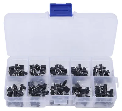 Obrázek produktu pro 100 kusů 10 hodnot 6 x 6 x 4,3–13 mm taktilní tlačítkový spínač, vodotěsný, mikrotakt