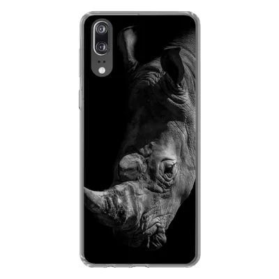 Produktbild von MuchoWow® Handyhülle Schutzhülle Hülle für Huawei P20 Nashorn - Wildtier - Porträt Silikon Softcase Handy Hülle - Hardcover