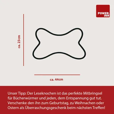 Produktbild von POWER INN Leseknochen | Bestickt | Beige "Lieblingsmensch" | Nackenkissen | Reisekissen