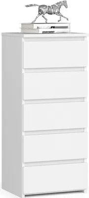 Produktbild von Kommode mit 5 Schubladen – Schubladenkommode – Sideboard – CLP – 40 cm – Weiß Matt – Schmale Kommode mit fünf praktischen Schubladen