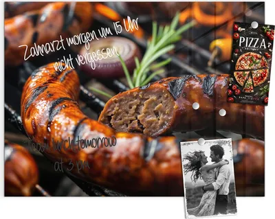 Produktbild von Magnettafel 120x90cm Pinnwand Whiteboard beschreibbar - Grillwurst B B Q