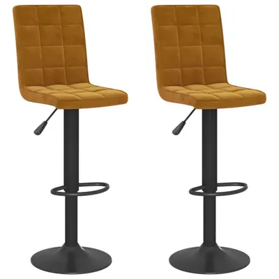 Image de Tabourets de bar lot de 2 marron velours