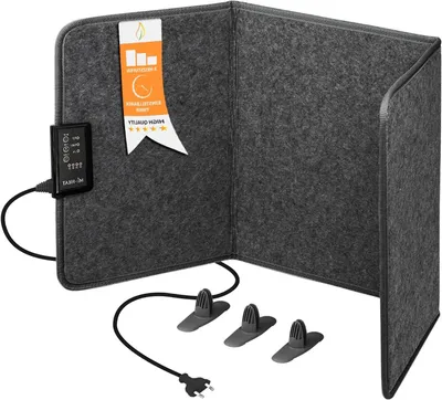 Image de Chauffage de bureau - Chauffage pour bureau - Pour rester au chaud - Infrarouge pliable - 51 x 100 cm - Gris
