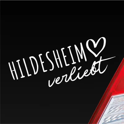 Produktbild von Auto Aufkleber Hildesheim verliebt Herz Stadt Heimat Liebe Car 19x7 cm Weiss Matt Sticker Heckscheibenaufkleber