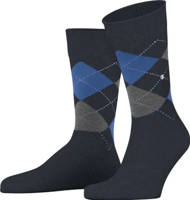 Produktbild von Burlington Herren Socken - Dundee, Rautenmuster, Kurzsocken, Wolle, One Size Dunkelblau/Blau/Grau 40-46