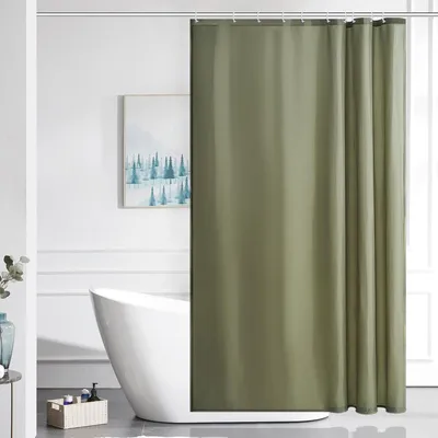 Immagine prodotto di Tenda da doccia in tessuto, color verde salvia, 150x180 cm, idrorepellente, resistente alla muffa, lavabile, con 10 anelli
