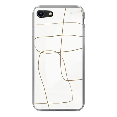 Produktbild von MuchoWow® Handyhülle Schutzhülle Hülle für iPhone SE 2022 Kunst - Braun - Weiß - Abstrakt Silikon Softcase Handy Hülle - Schutzhülle