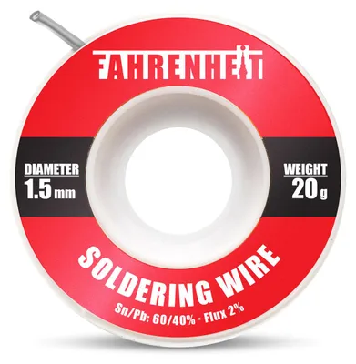 Immagine prodotto di Filo per saldatura professionale 1,5 mm 20 g - 60/40 stagno-piombo con 2% di flussante - Saldatura professionale per elettronica e riparazioni [55134]
