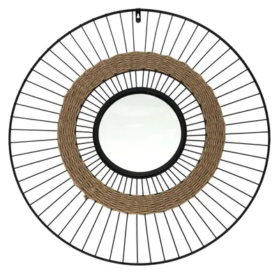 Obrázek produktu pro Kruhové zrcadlo Miremba 60 × 60 cm, černé, přírodní