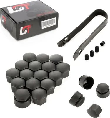 Produktbild von 20x Radschraube Abdeckkappe 17 mm Schwarz matt Diebstahlhemmend für AUDI PORSCHE