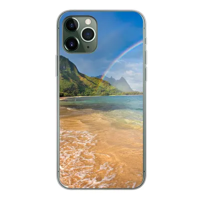 Produktbild von MuchoWow® Handyhülle Schutzhülle Hülle für iPhone 11 Pro Ein schöner Regenbogen am Tunnels Beach in Hawaii Silikon Softcase Handy Hülle - Handy
