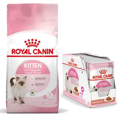 Produktbild von Royal Canin FHN Kitten 10 kg Trockenfutter für Kätzchen + 12 x 85 g Nassfutter in Soße