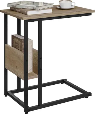 Produktbild von WOLTU Beistelltisch Kaffeetisch Laptoptisch, aus Spanplatte&Metall,55x36x59,5cm(BxTxH) : Graue Holzoptik Farbe: Graue Holzoptik