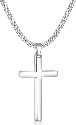 Image de Collier en acier inoxydable croix homme pendentif argent/noir/or 60cm