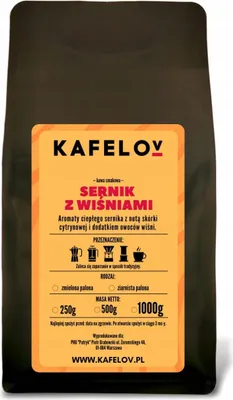 Produktbild von KAFELOV | Kaffeebohnen Käsekuchen mit Kirschen 1000g - Aromatisch - 100% Arabica - Mittlere Röstung