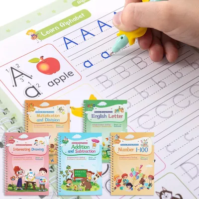 Produktbild von Magical Handwriting Workbooks Practice Copybook, Magic Calligraphy That Can Be Reused Handwriting Copybook Tracing Book (Enlarged-Version 4books+Pens)