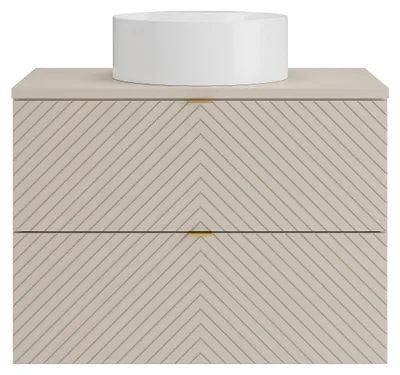 Produktbild von Hängender Badschrank mit Aufsatzwaschbecken rund - Beige - 80 cm - DORIONI