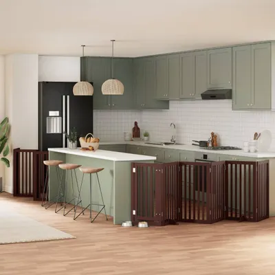 Produktbild von Design 12-tlg. Hundetor mit Tür Faltbar Braun 600 cm Pappelholz, Sonstiges Hundezubehör 2024 Neu