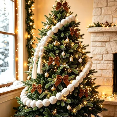 Weihnachtskugel-Girlande, Samt, 2er-Set mit Schleifen