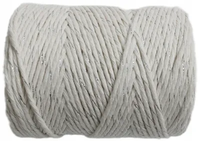 Produktbild von Colorhome Makramee-Garn Baumwolle 2mm 100m ECRU Silberfaden