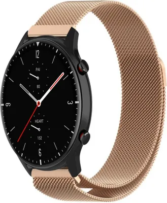Produktbild von Strap-it Milanese Armband - Kompatibel mit Amazfit GTR 2 Armband Ersatzarmband Edelstahl - Armband mit Magnetverschluss - Hochwertiges Material - für Smartwatch 22mm Armband Rosa Gold