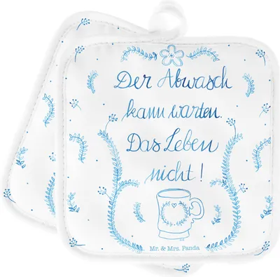 Produktbild von Mr. & Mrs. Panda Topfuntersetzer Der Abwasch kann warten - Geschenk, Küche Spruch, Ofenlappen, Reise, Dekoration, Lebensweisheit, Topflappen Set, Weisheit, Leben, Deko