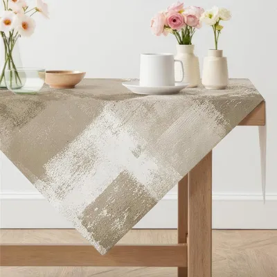 Produktbild von Tischdecke Abwaschbar Beige 100x100 cm Quadratisch Leinenoptik Modern